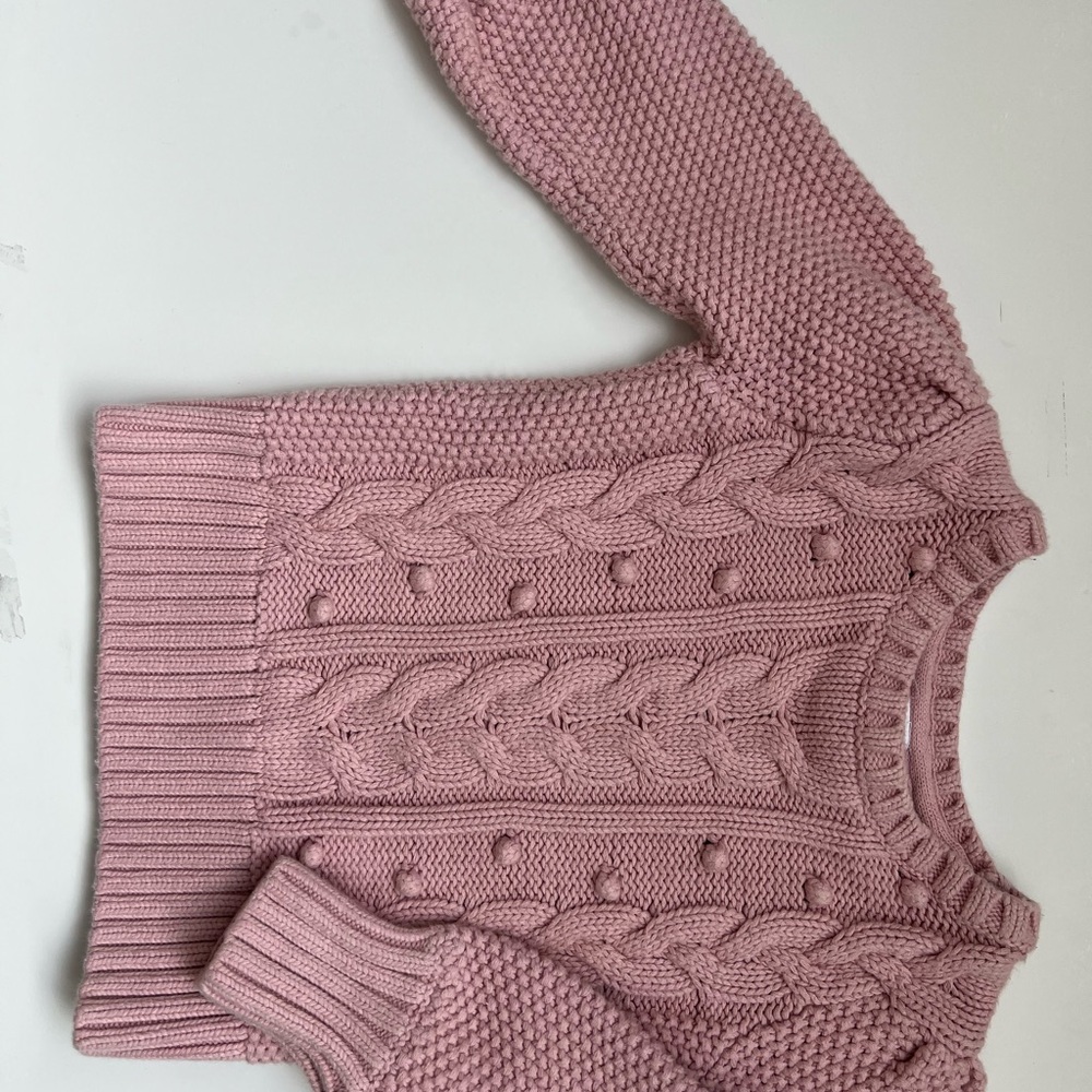 Pink Cable Knit Toddler Sweater - Picture 4 of 4